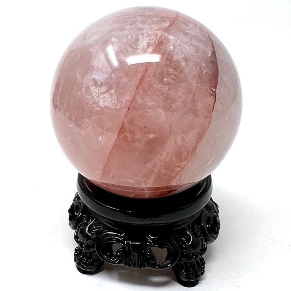Fire Quartz sphere crystal pink stone rock druzy jewel carving gemstone